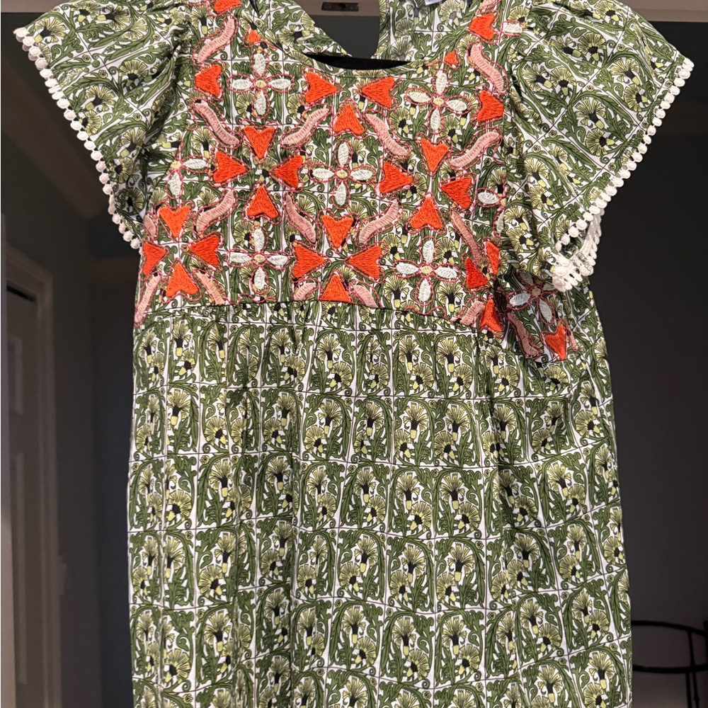 THML Green and Orange Patterned Casual Top
